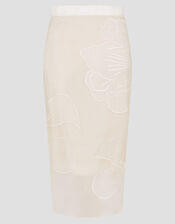 Rosa Embroidered Floral Pencil Bridal Skirt, Ivory (IVORY), large
