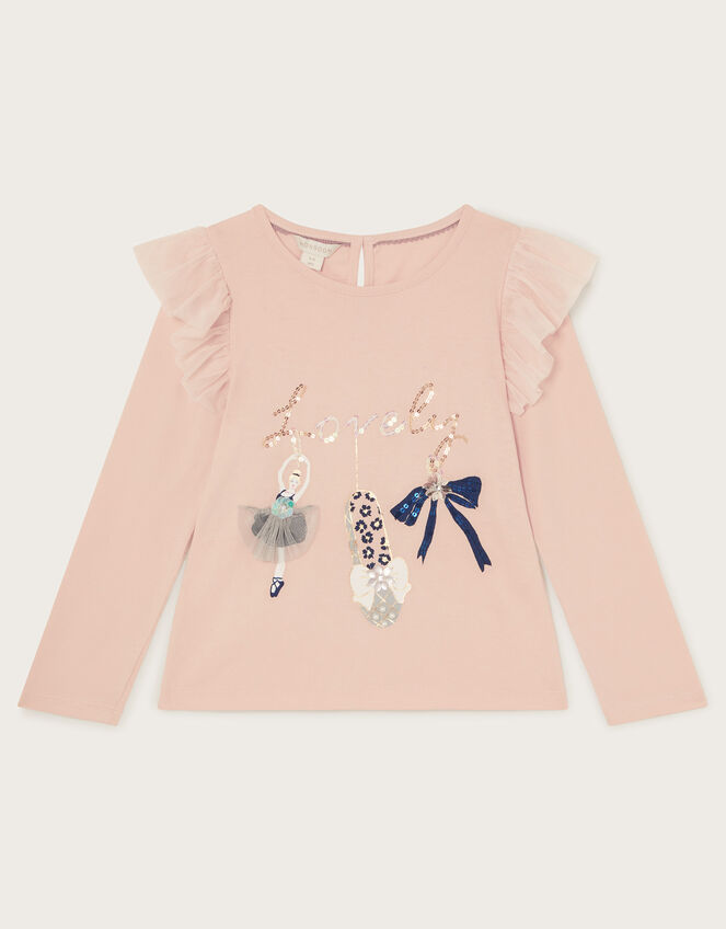 Long Sleeve Lovely Sequin Top, Pink (PINK), large