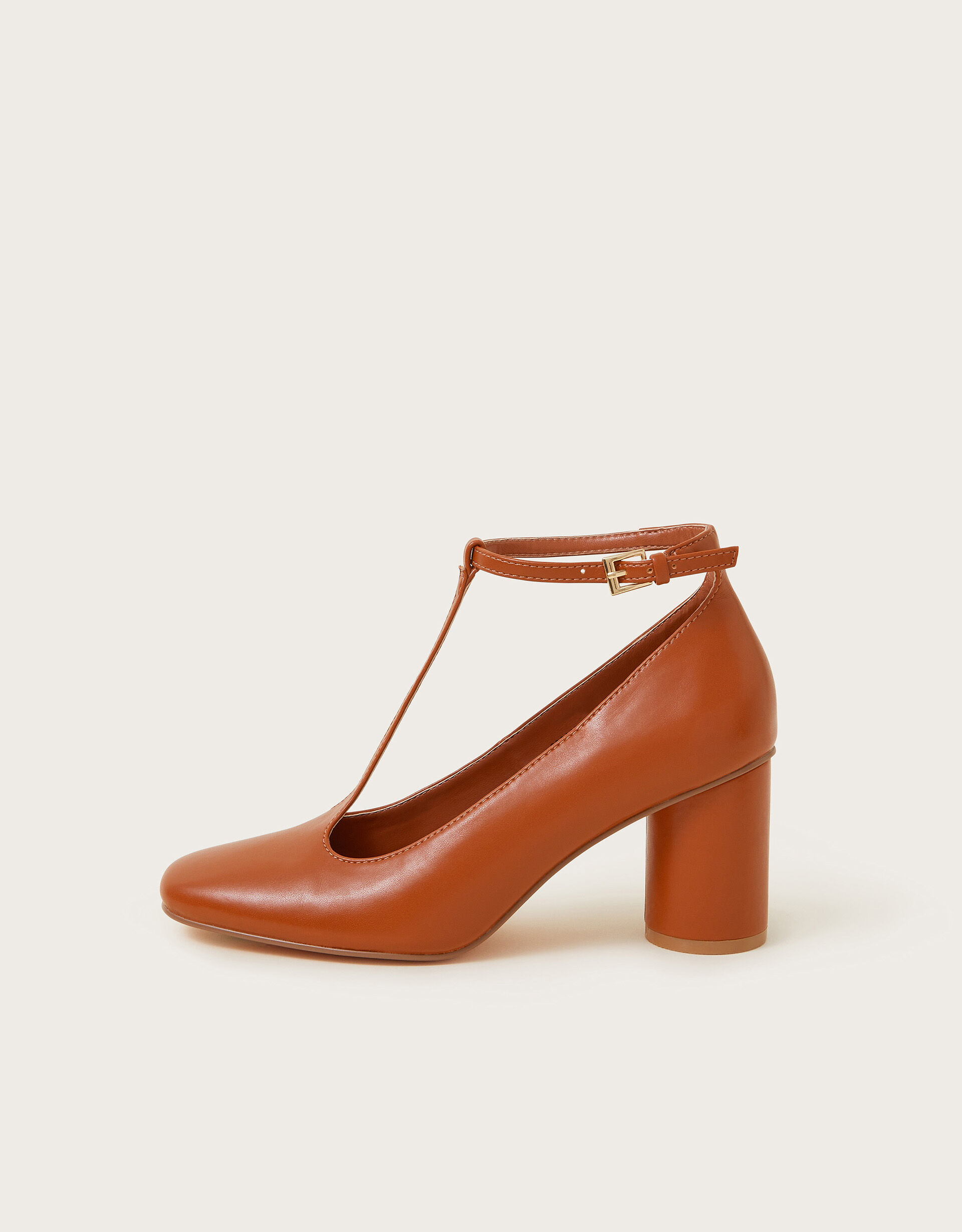 Tala T Strap Mary Jane Heels Tan