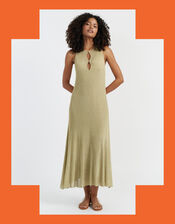 Chinti & Parker Lightweight Shimmer Midi Dress, Gold (GOLD), large