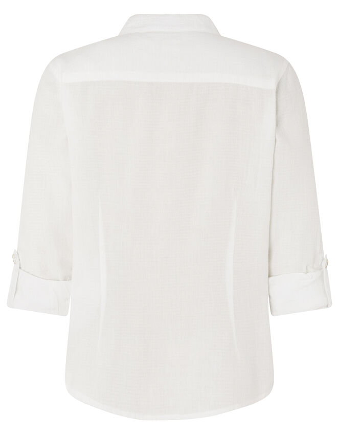 Toby Shirt with Embroidered Dinosaur, Ivory (IVORY), large