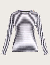 Saskia Metallic Stripe Top, Ivory (IVORY), large