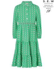 Dido Floral Shirt Dress in Recycled Polyester, Green (GREEN), large