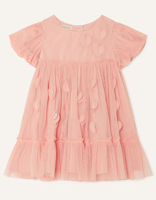 Baby Net Heart Applique Dress, Pink (PINK), large