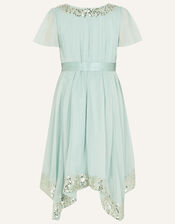 Grace Waterfall Sequin Dress, Green (GREEN), large