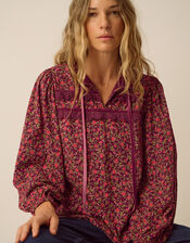 Sophie Floral Print Jersey Top, Red (RED), large