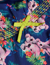 Koala Print Playsuit, Blue (NAVY), large