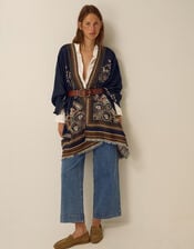 Crissy Jacquard Poncho, Blue (NAVY), large