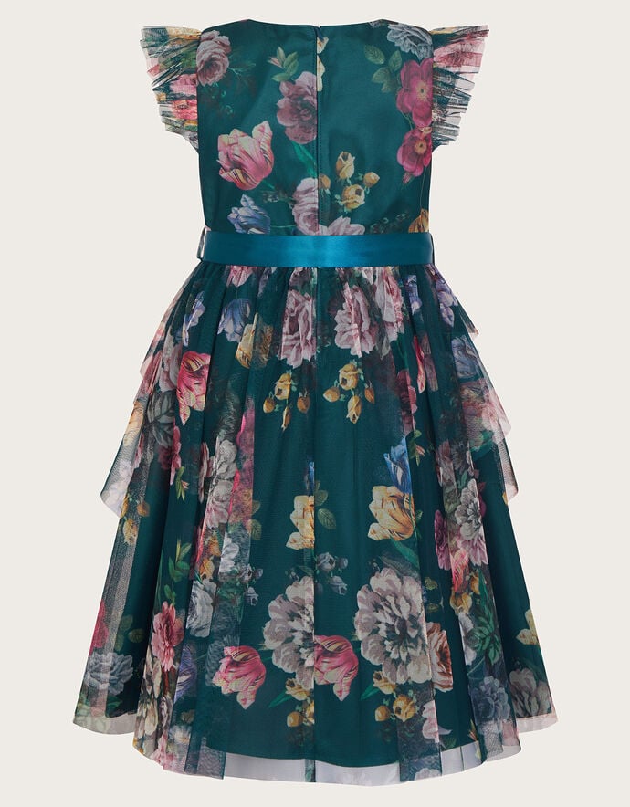 1210193 Green Flower Pattern Dress