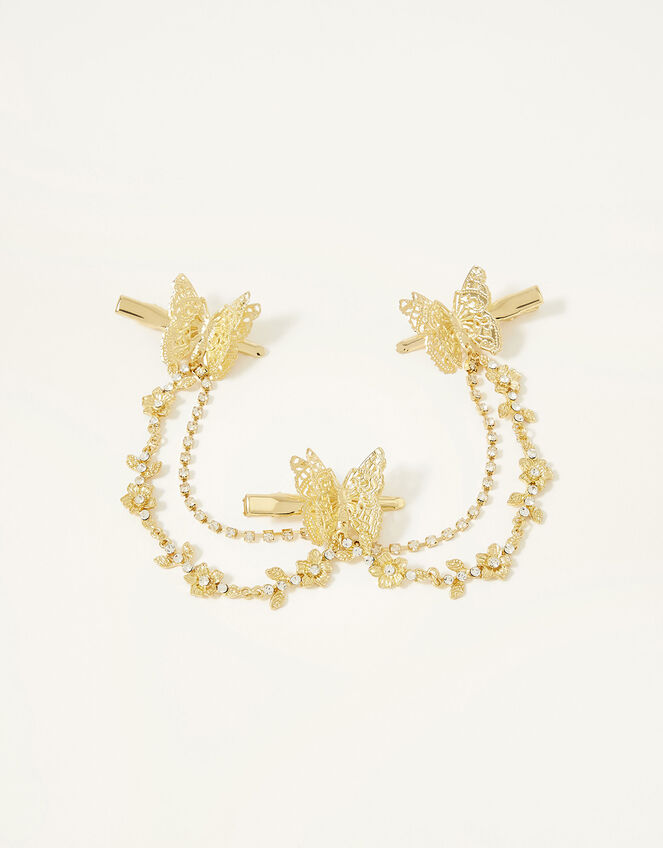 Butterfly and Rose Triple Hair Clip, , large