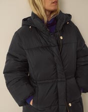 Nuala Padded Mid Length Coat, Black (BLACK), large