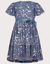 Foil Spot Dress in Recycled Polyester, Blue (BLUE), large