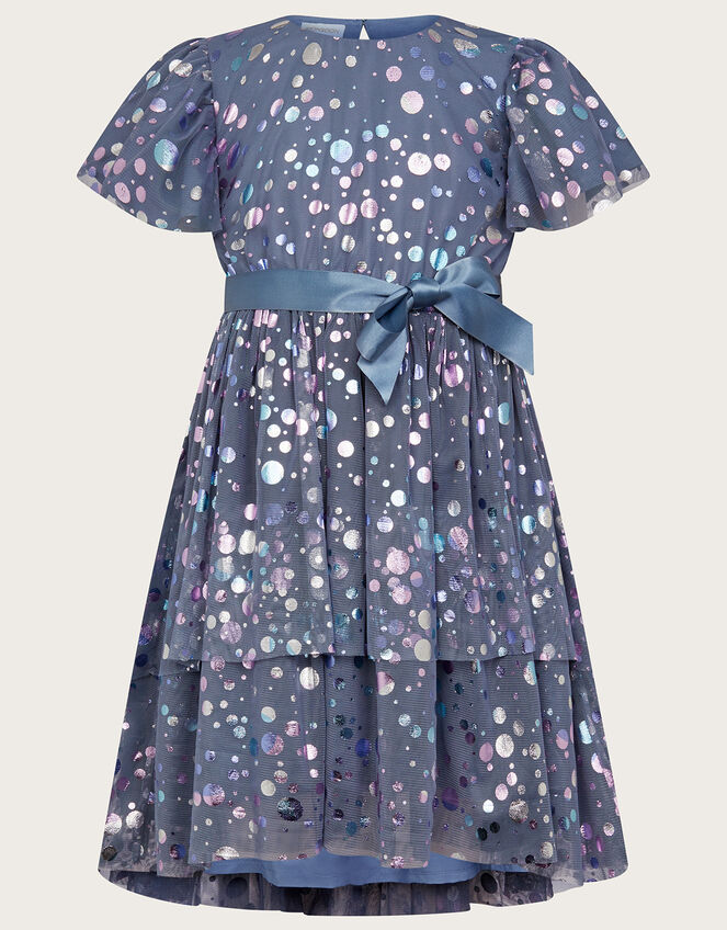 Foil Spot Dress in Recycled Polyester, Blue (BLUE), large