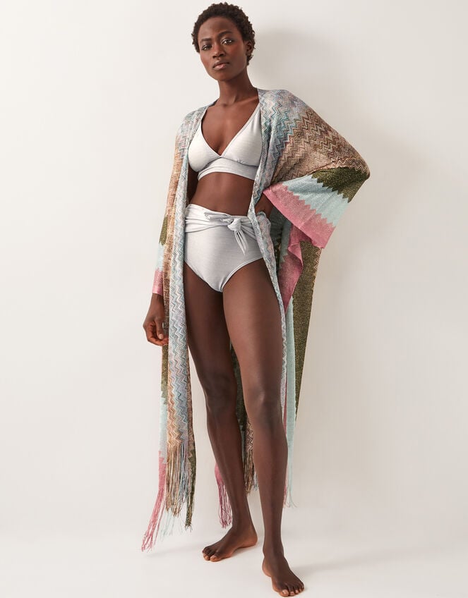 Ava Zigzag Stripe Beach Cover-Up, Pink (PINK), large
