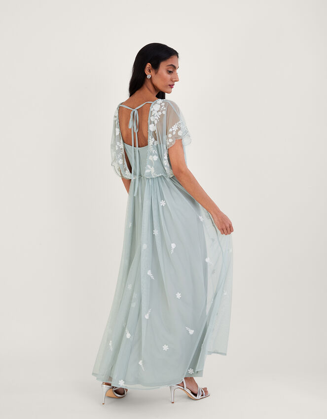 Sophie Embroidered Shorter Length Maxi Dress, Green (SAGE), large