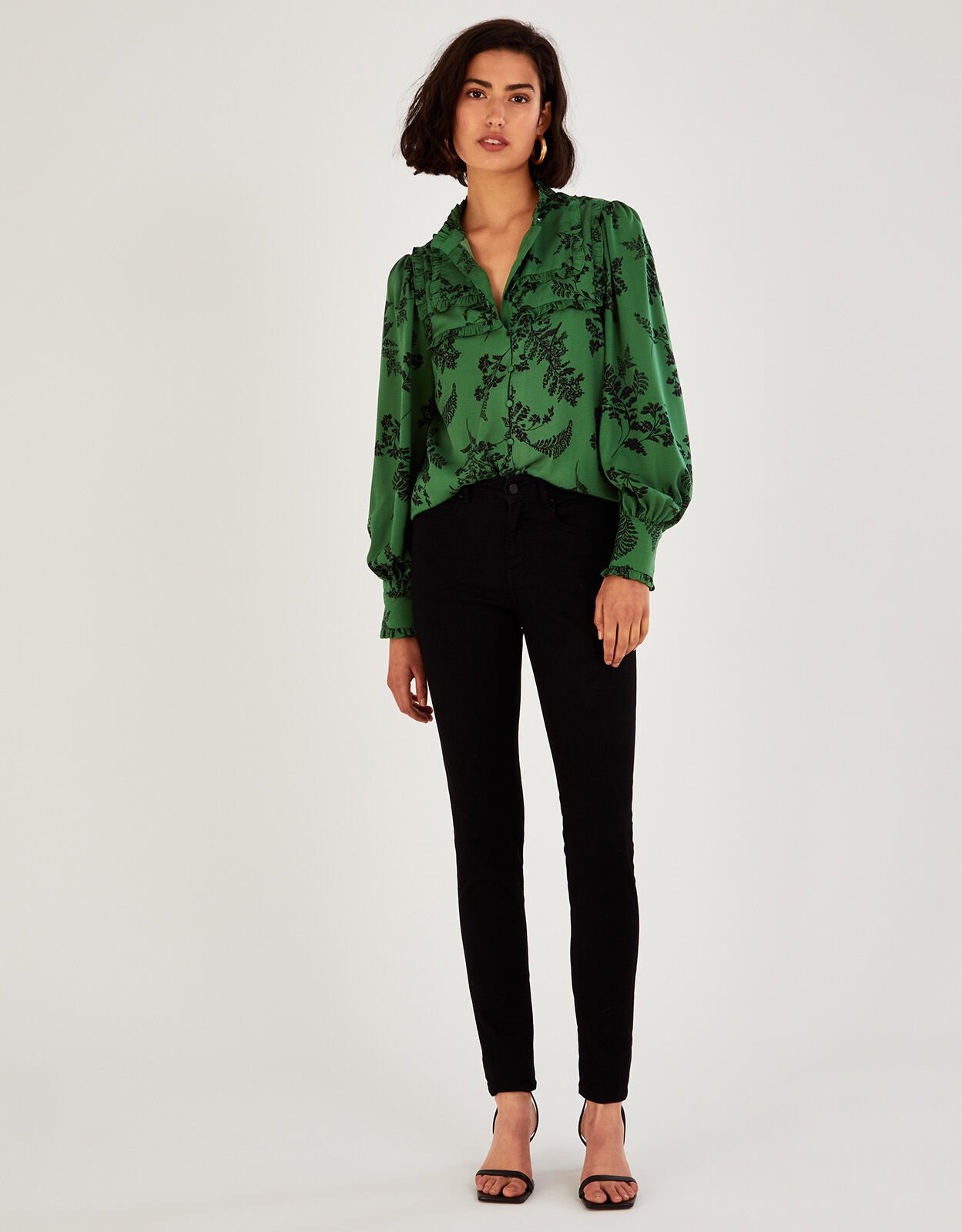 Satin blouse green sales