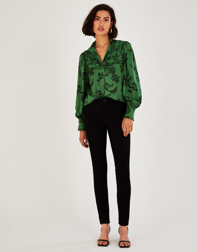 Tilda Satin Blouse, Green (GREEN), large