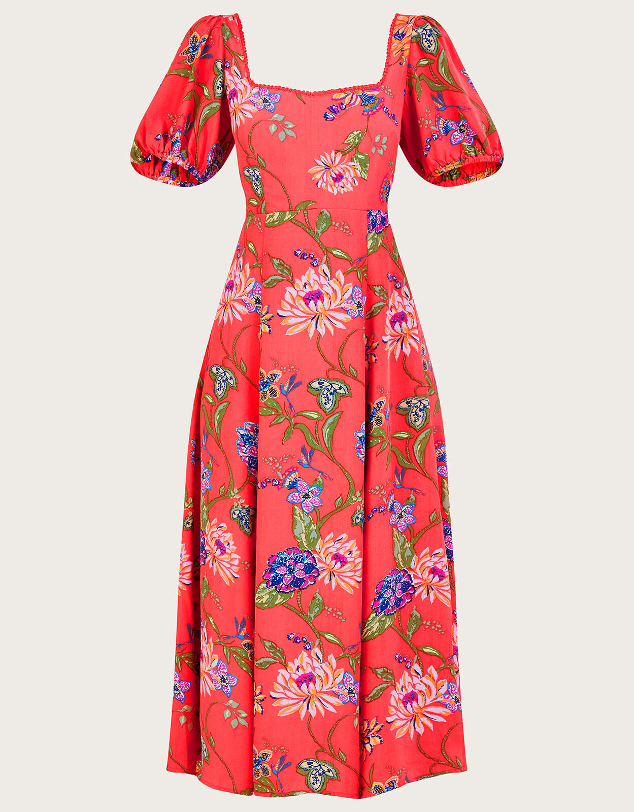 Regina Floral Print Tea Dress with Sustainable Viscose Orange