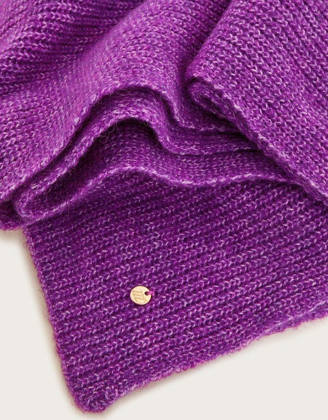 Super Soft Knit Scarf with Recycled Polyester, Purple (PURPLE), large