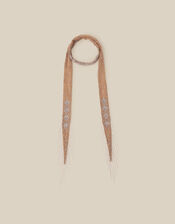 Enid Embellished Tassel Skinny Scarf, , large