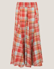 Cecily Check Midi Skirt, Orange (ORANGE), large