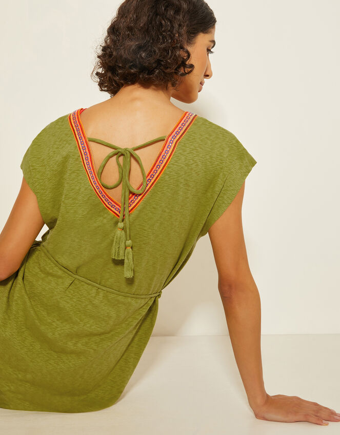 Estela Jersey Embroidered Kaftan, Green (GREEN), large