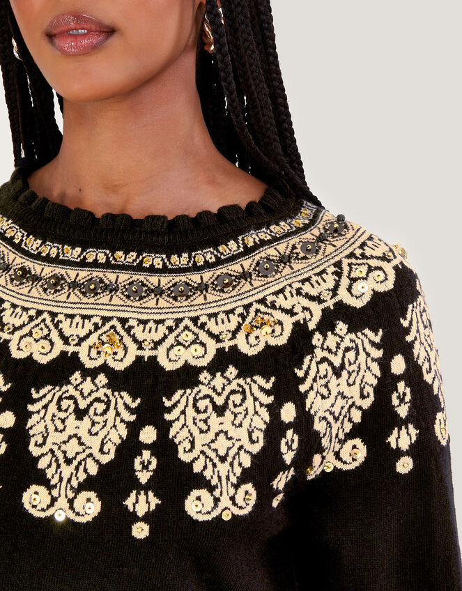 Fair Isle Jumper, Black (BLACK), large