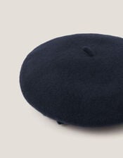 Bow Wool Beret, Blue (NAVY), large