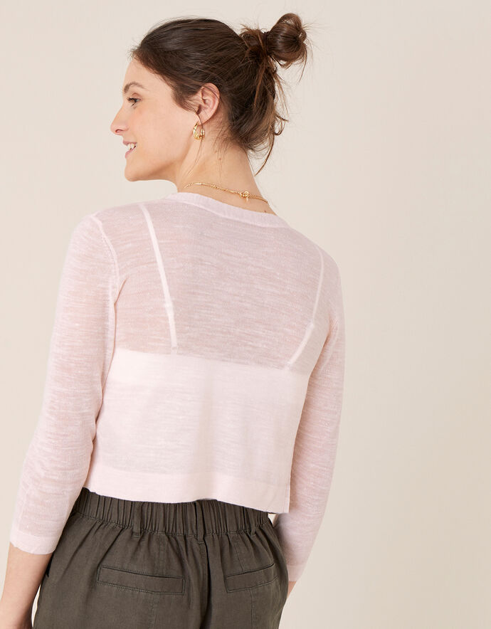 Button Shrug in Linen Blend Pink Shrugs Monsoon UK.