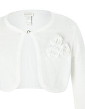 Colette 3D Flower Cardigan in Organic Cotton, Ivory (IVORY), large