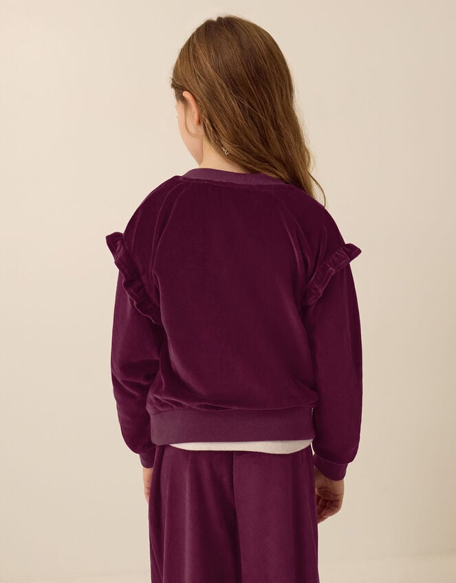 Bow Embellished Velour Sweatshirt, Brown (BROWN), large