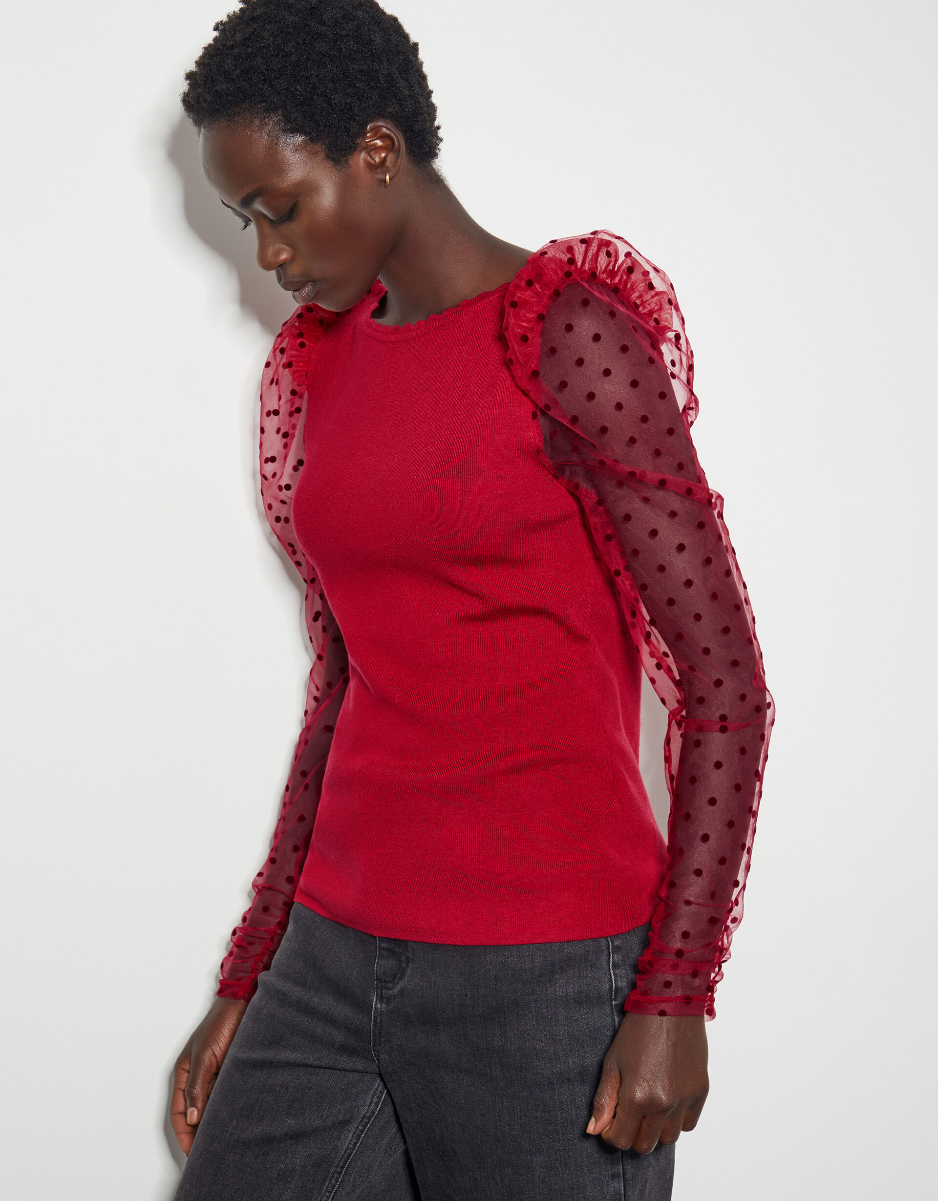Red polka dot jumper sales