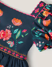 Aurelia Floral Print Dress , Blue (NAVY), large