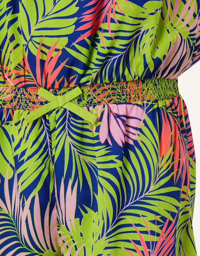 Penelope Palm Print Playsuit, Blue (BLUE), large