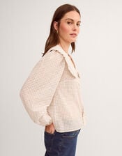 Lily Peter Pan Collar Check Shirt, Ivory (IVORY), large