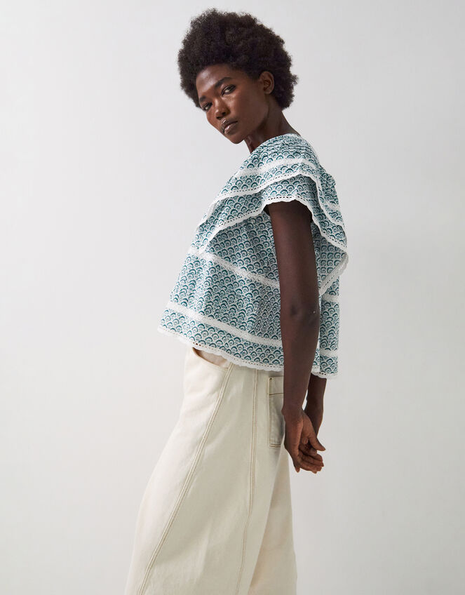 East Duva Floral Top, Blue (BLUE), large