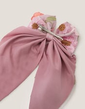 Minnie Floral Embroidered Bow Hair Clip, , large