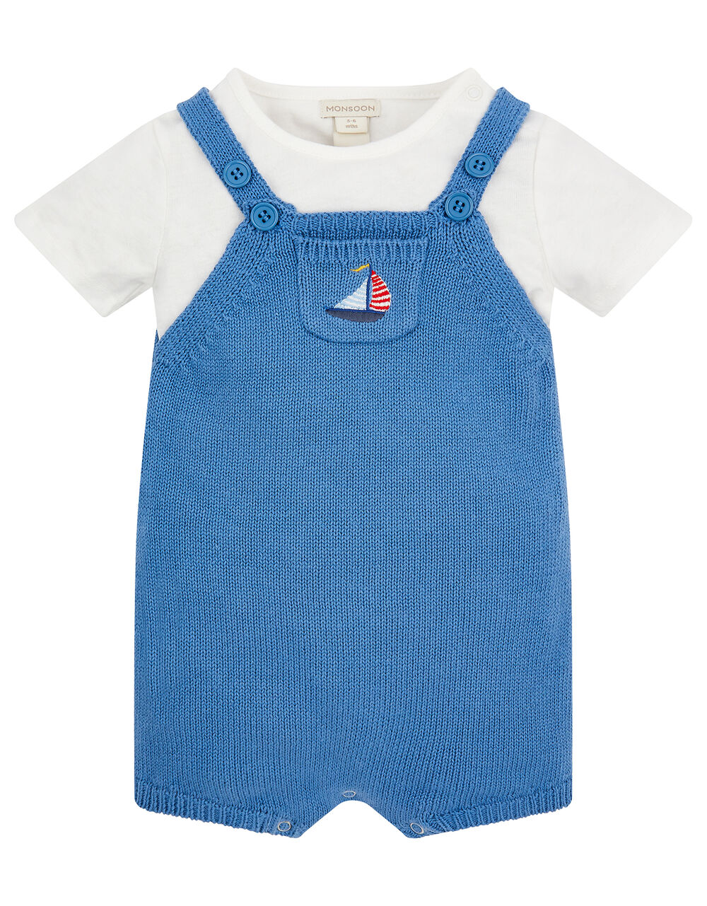 Newborn Baby Boat Dungarees Set Blue Newborn Sets & Outifits