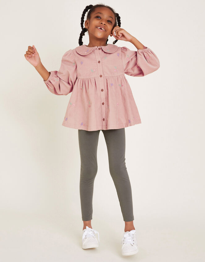Embroidered Corduroy Blouse and Leggings Set, Purple (LILAC), large