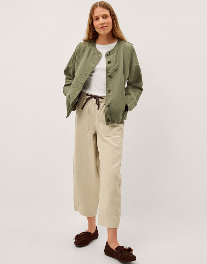 Colette Linen Blend Jacket, Green (KHAKI), large