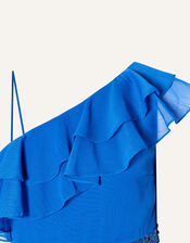 Ruby Ruffle One-Shoulder Prom Dress, Blue (BLUE), large