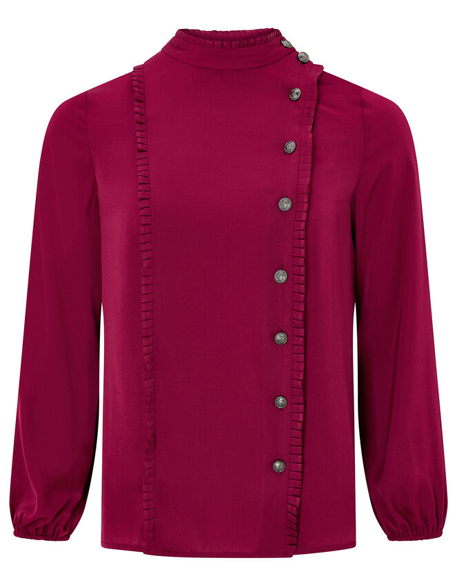Marlow Military Satin Blouse, Purple (RASPBERRY), large
