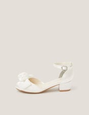 Rosette Satin Closed Toe Heels, Ivory (IVORY), large