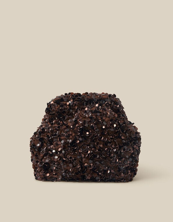 Kira Sequin Clutch Bag, Brown (CHOCOLATE), large