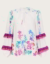 Kayla Floral Print Blouse, Pink (BLUSH), large