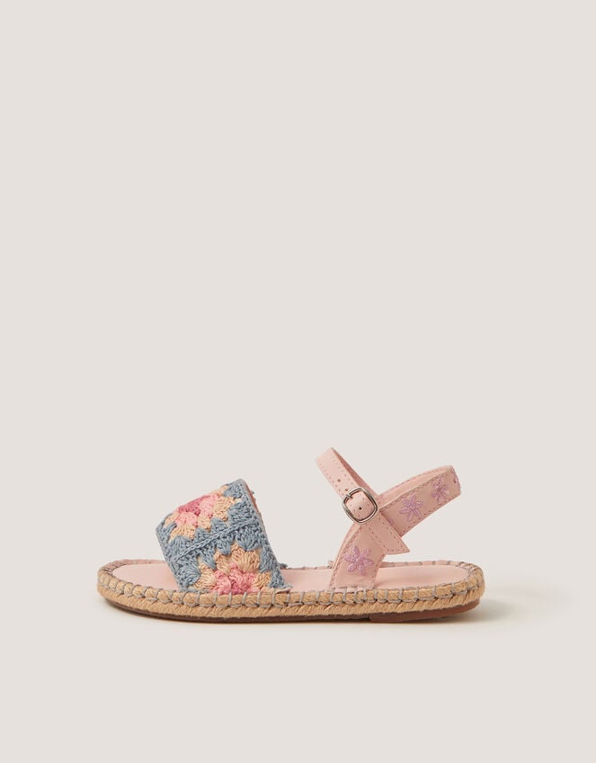 Crochet Flower Espadrille Sandals, Multi (MULTI), large