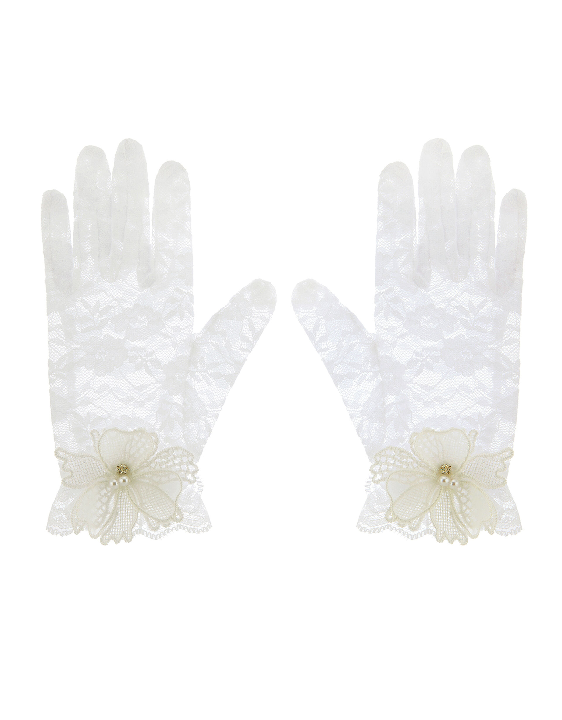 Lace Butterfly Embellished Gloves, , large