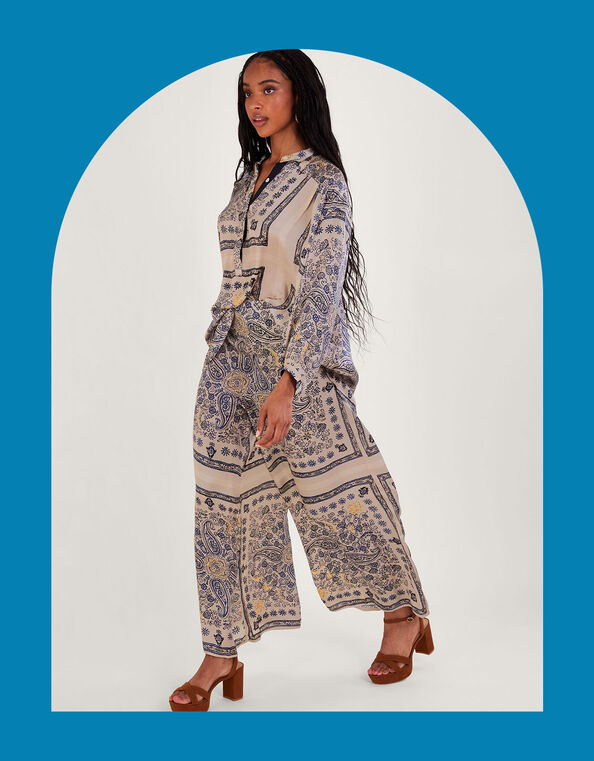 One Hundred Stars Mehndi Print Trousers, Blue (BLUE), large