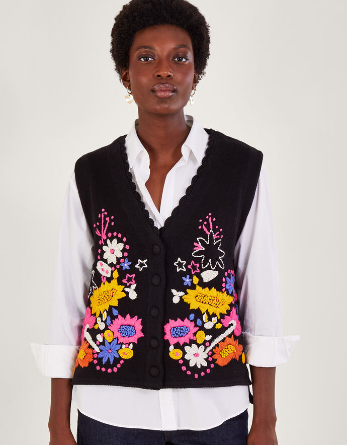 Stitch Detail Waistcoat in Black