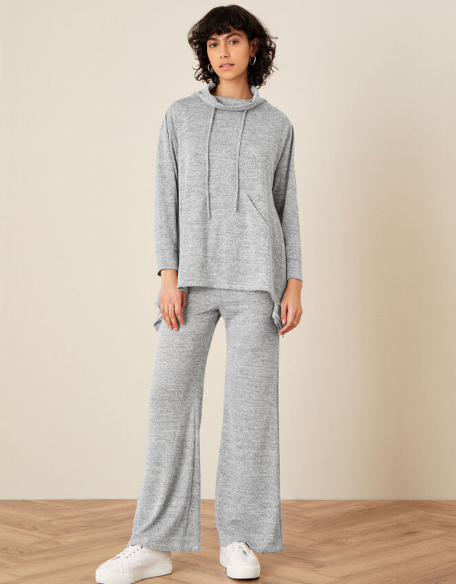 Lounge Marl Jersey Wide-Leg Joggers, Grey (GREY), large